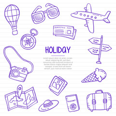 holiday events doodle hand drawn with outline style on paper books line