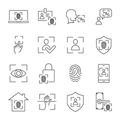 Biometric icons set. Biometric pack symbol vector elements for infographic web