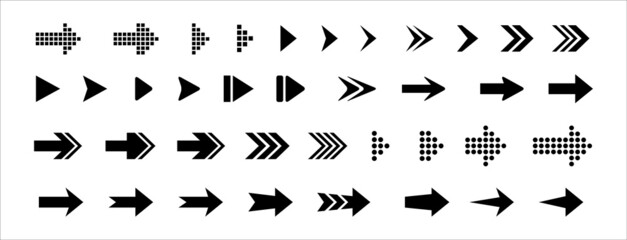 Fototapeta na wymiar Arrow icon vector set. Arrows icons vector set. Massive collection of assorted arrows. Vector stock graphic design resource for sign and symbol of arrows, pointer and direction.