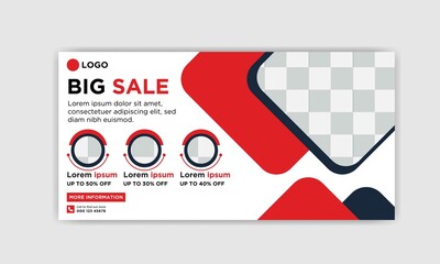 Sale Corporate Modern Billboard Banner Design. red template for placement of photos and text
