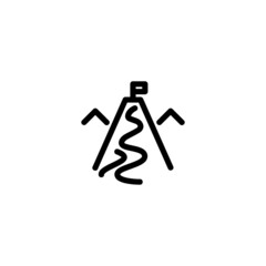 Hiking Sport Monoline Symbol Icon Logo for Graphic Design, UI UX, Game, Android Software, and Website.