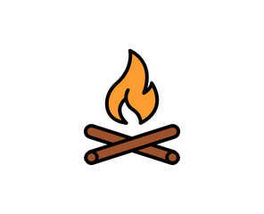 Campfire premium line icon. Simple high quality pictogram. Modern outline style icons. Stroke vector illustration on a white background. 