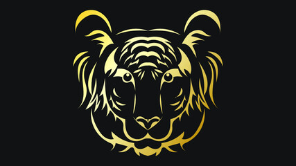 Tiger gold in chinese new year 2022 and asian elements on black background for online content in the new year 2022 , illustration Vector EPS 10