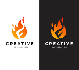 Letter FG fire vector logo design, Creative minimalist icon logo symbol