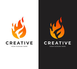 Letter FG fire vector logo design, Creative minimalist icon logo symbol