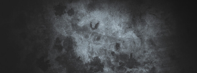 Panorama of dark concrete wall texture backgrounds for design.
