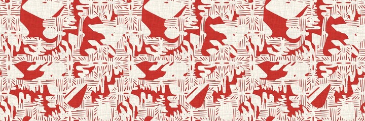 Seamless two tone hand drawn brushed effect pattern border swatch. High quality illustration. Collage of minimal drawings arranged in a seamless pattern with fabric texture overlay. Rough scribble.