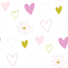 Seamless vector hearts symbol and blowball flower  pattern. Stylish background for design, fabric, textile etc.