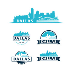 DALLAS LOGO skyline and landmarks silhouette vector