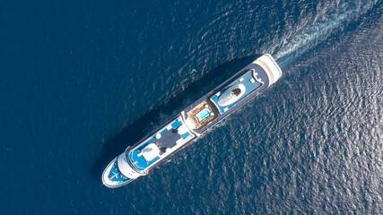 Cruise Ship sail in blue water,Aerial Top down view
Ultra large Ship, Drone view from...
