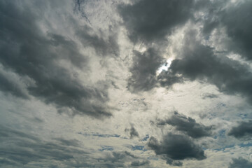 Dramatic storm clouds at dark sky in rainy season