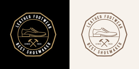 Luxury Vintage leather shoe maker and repair shop store labels and logo for shoes brand business