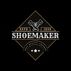 Luxury Vintage leather shoe maker and repair shop store labels and logo for shoes brand business