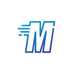 m letter dash fast quick digital mark line outline logo vector icon illustration