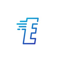 e letter dash fast quick digital mark line outline logo vector icon illustration