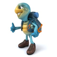 Fun 3D illustration of a blue turtle