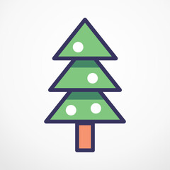 Christmas Tree flat line Vector illustration.