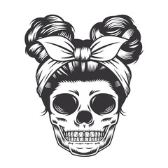 Skull Daughter Head design on white background. Halloween. skull head logos or icons. vector illustration.