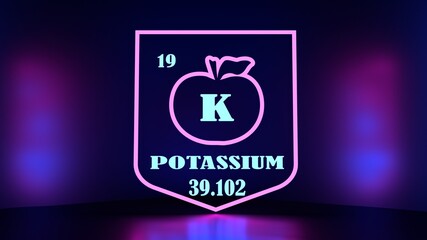 Nutrition facts apple. Potassium chemical element sign