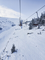 Fototapeta na wymiar view from ski chair lift