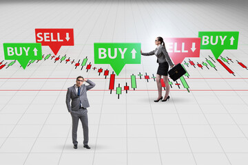 Online trading concept with business people