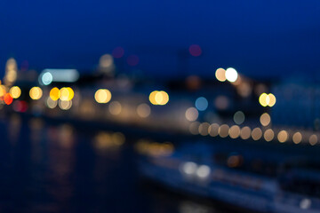 Abstract bokeh light background of city night.