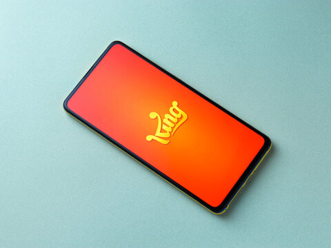 Assam, india - October 11, 2020 : Candy crush saga logo on phone screen stock image.
