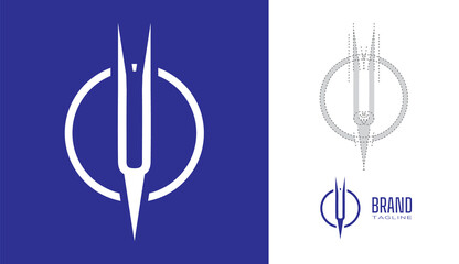 Clean Minimal letter U Logo in a circle border stroke line with logo geometry measurements for creative graphic  branding design concepts for corporate business, restaurant, manufacturing and food