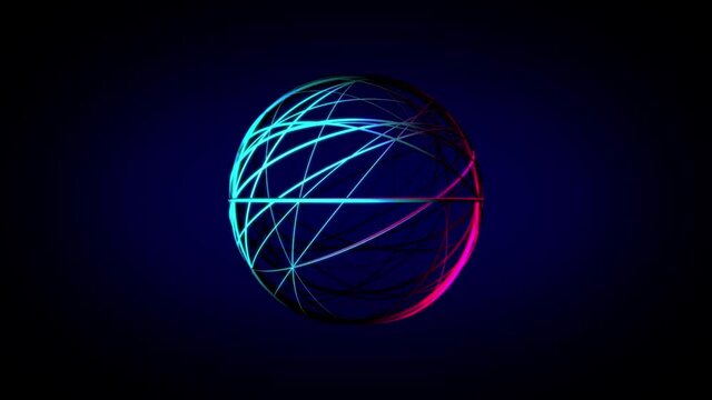 Abstract background shiny futuristic openwork geometry object transforms rotating loop