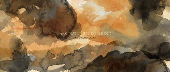 Grey, orange beige watercolor grunge background. Dirty natural texture. © olechkaart
