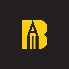 letter ab pencil shape education symbol simple logo vector - obrazy, fototapety, plakaty