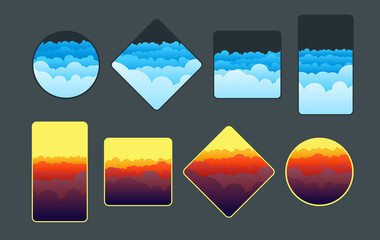 Stylized Clouds Illustration With Colors Of Sunset And Daylight