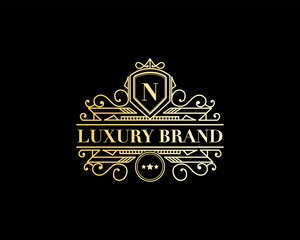 Antique retro luxury victorian calligraphic emblem logo with ornamental frame suitable for barber wine craft beer shop spa beauty salon boutique antique restaurant hotel resort classic royal brand