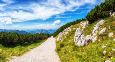 Fototapeta na wymiar Beautiful foothpath, Krippenstein, Austria