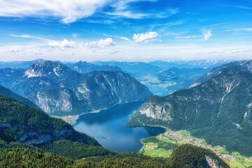 Fototapeta na wymiar High angle view of Lake Hallstatt from Krippenstein, Austria