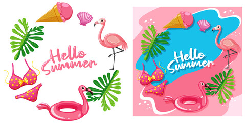 Different Hello Summer banner template in flamingo theme