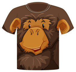 Front of t-shirt with monkey face pattern