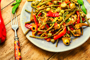 Appetizer of stewed vegetables with spices