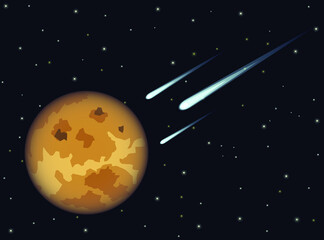 Fototapeta na wymiar Planet Venus about to be hit by comets vector