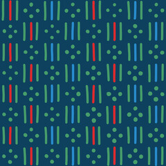 Vector dashes and dots seamless pattern. Design element for prints, backgrounds, template, web pages and textile pattern. 
