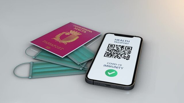 Health Passport - MALTA - rotation - 3d animation model on a white background
