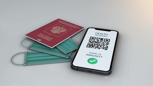 Health Passport - RUSSIAN FEDERATION - rotation - 3d animation model on a white background