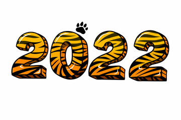New Year party card. Numbers 2022. Flat design