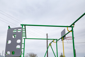 Image of playground installation in rainy day