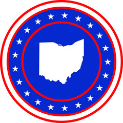 Vector illustration of Badge of the State of Ohio in Colors of USA flag