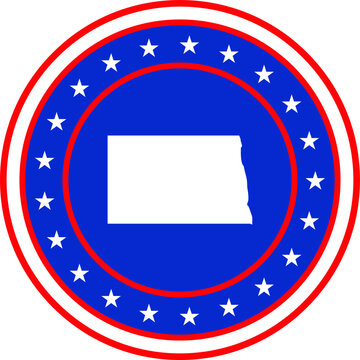 Vector illustration of Badge of the State of North Dakota in Colors of USA flag