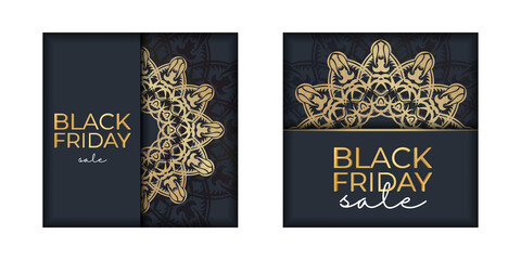 Banner Black Friday Dark blue with geometric gold ornament