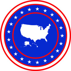 Vector illustration of Badge of America with Alaska and Hawaii in Colors of USA flag