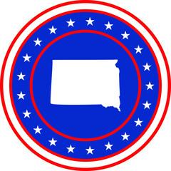 Vector illustration of Badge of the State of South Dakota in Colors of USA flag