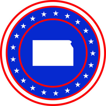 Vector illustration of Badge of the State of Kansas in Colors of USA flag